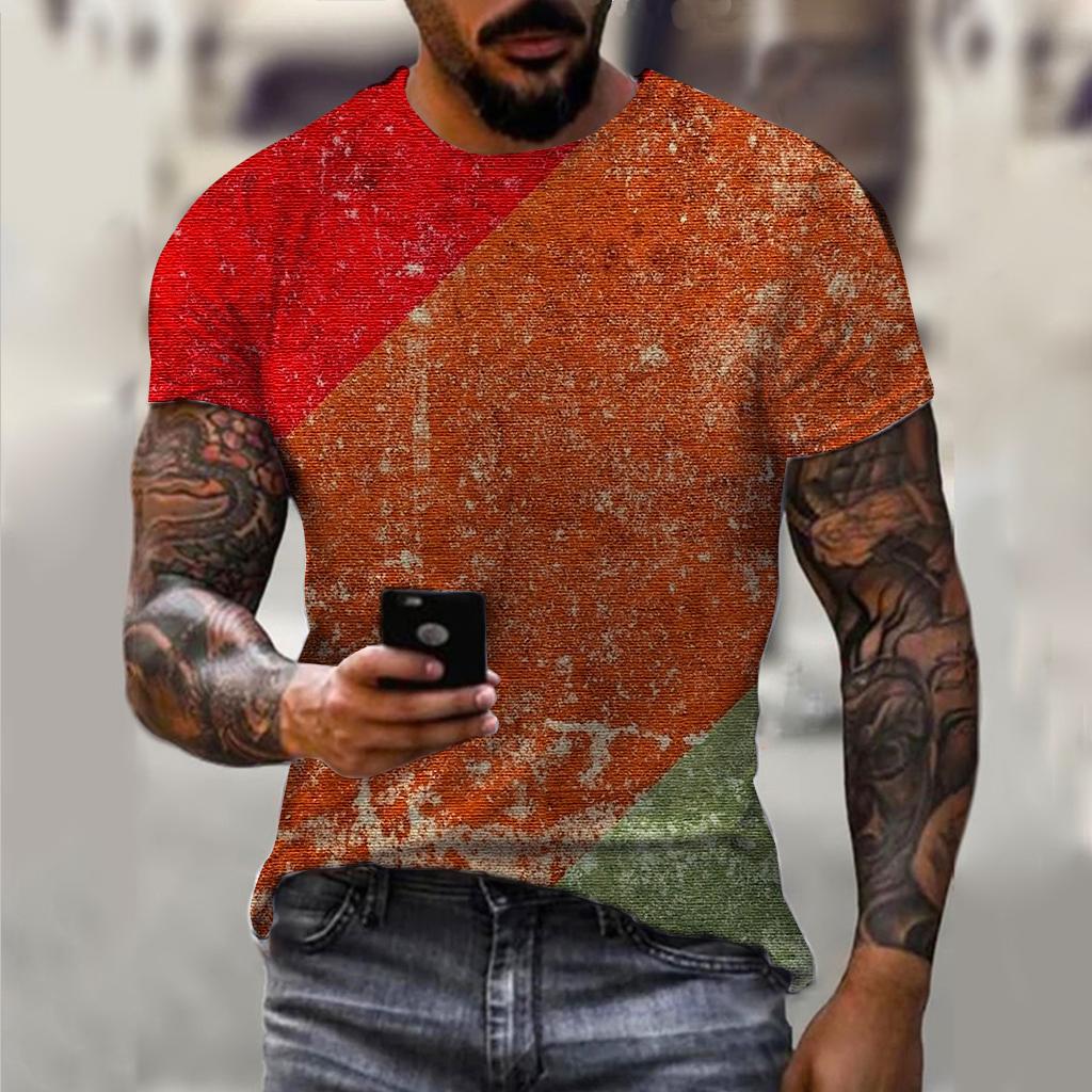 Striped T-shirt Men's T-shirt Men's Pattern T-shirt 3D Full Print Summer Short Sleeve Top