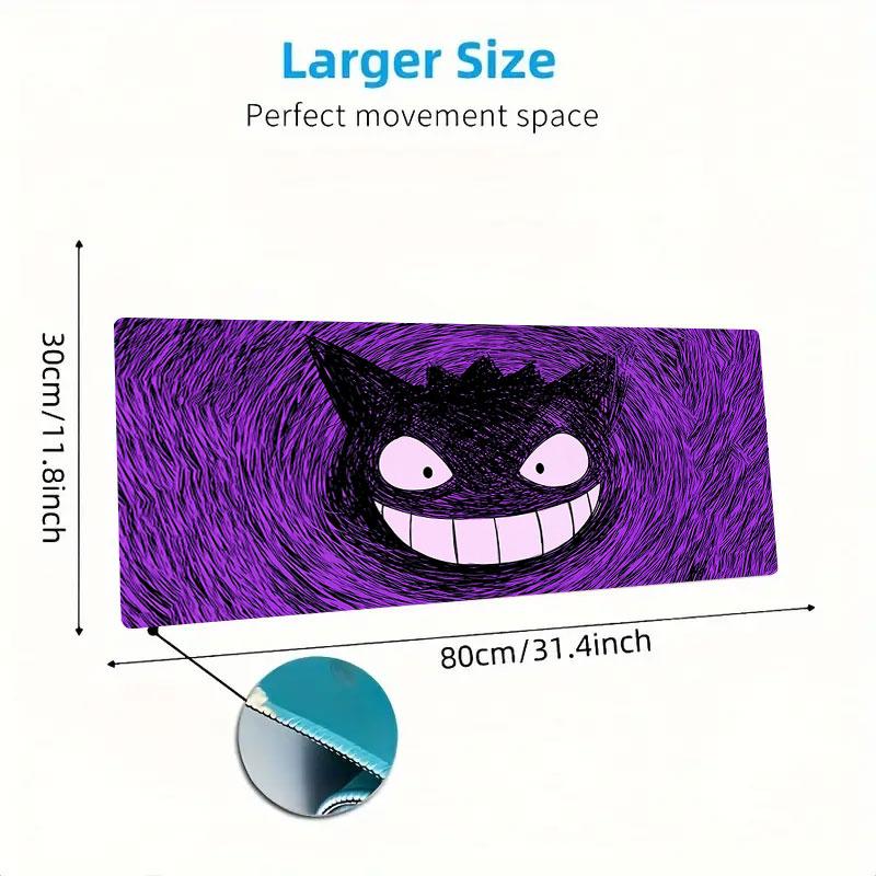 Gengar Cartoon Mouse Pad, Large Gaming Desk Mat, Non-slip XXL Mousepad for Laptop & Tablet, Mini PC Playmat with Stitched Edges