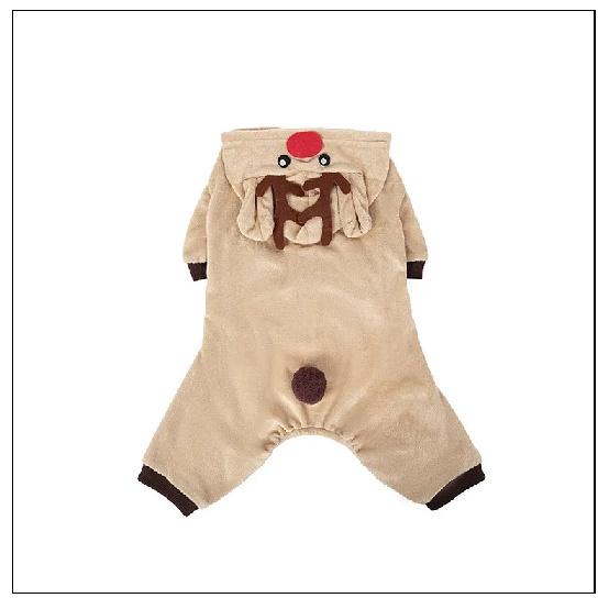 Reindeer One-Piece Four-Legged Pet Outfit for Small To Medium Dogs Christmas Theme Pet Clothes