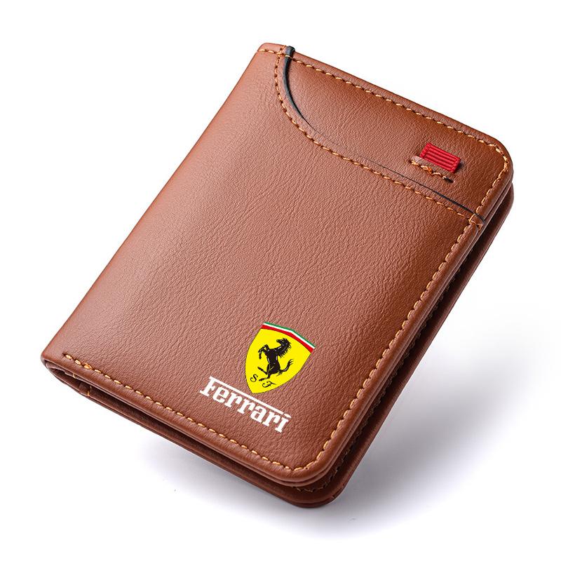 Auto-Emblem Weiche Geldbörse Leder Mini-Kreditkartenetui Tragbare Kleine Geldbörse Für Ferrari SP1 812 F40 SF90 458 488 599 612 FF F12