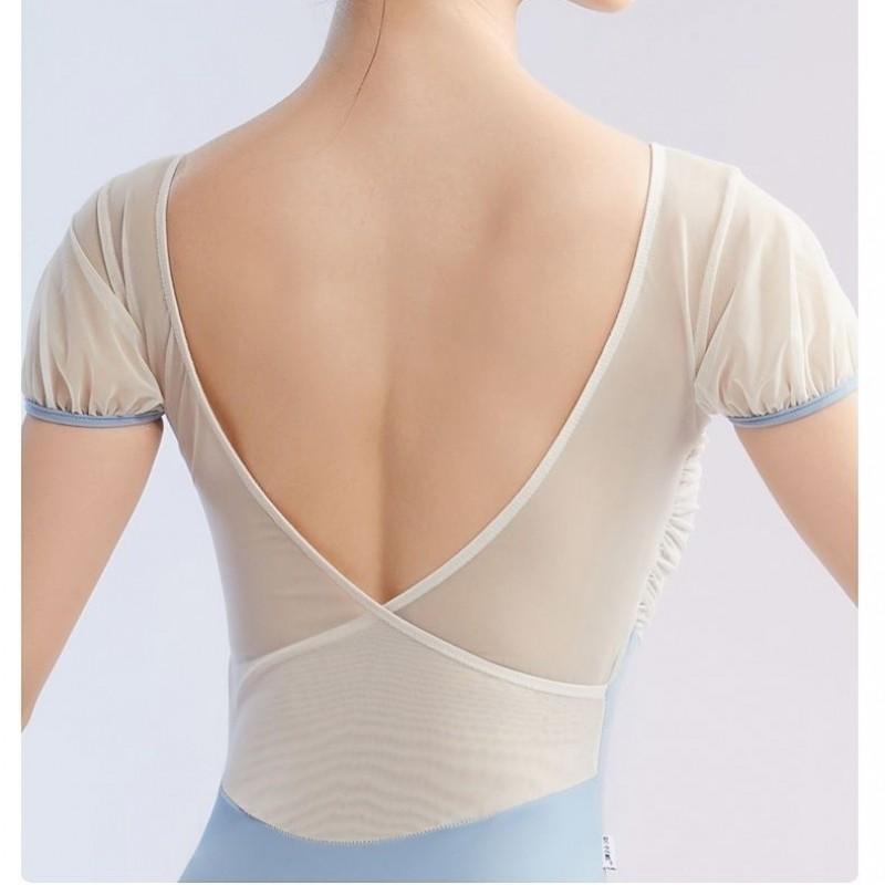 Womens Ballet Leotard Short Sleeve Dancewear Practice Performance Gymnastics Modern Dance
