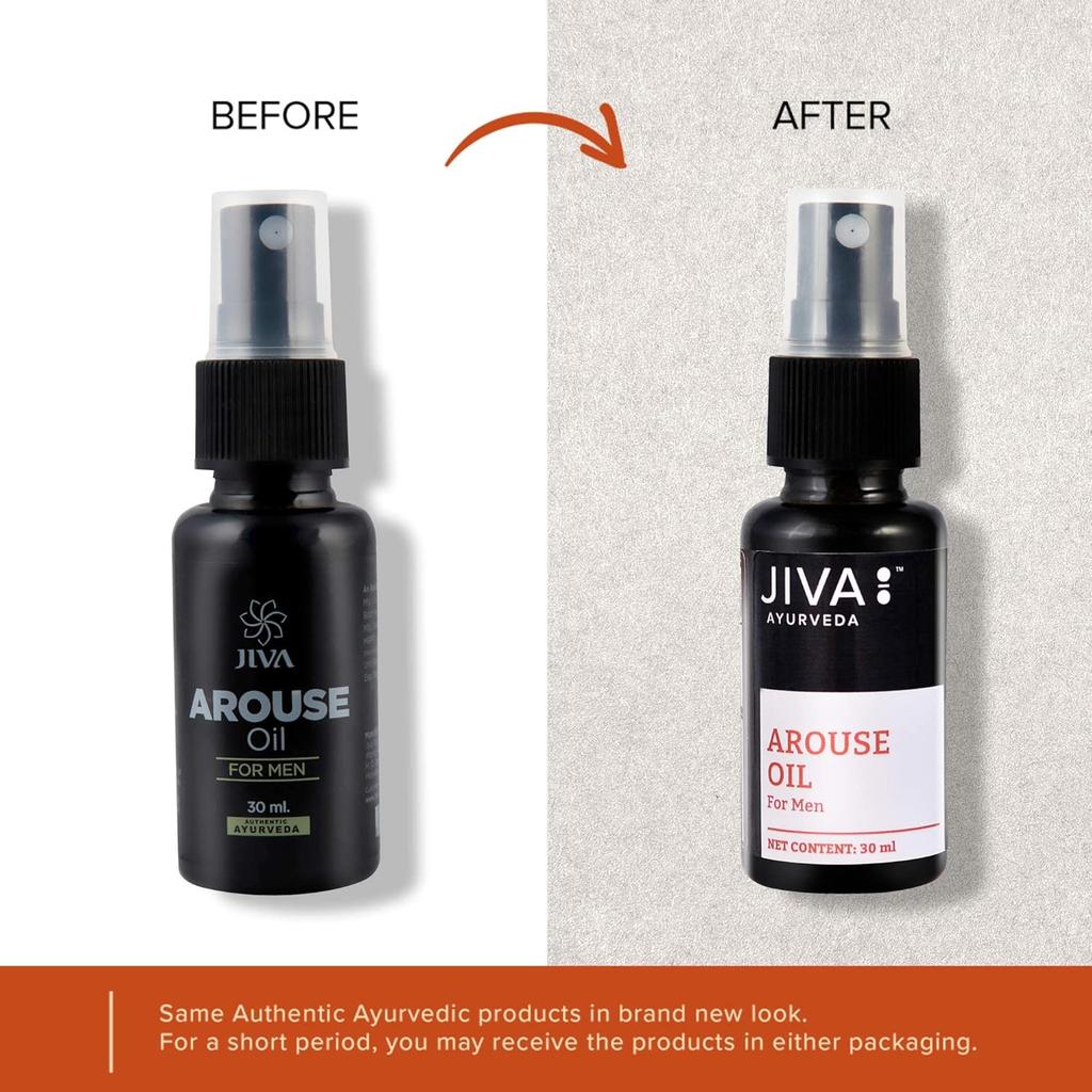 Óleo Jiva Arouse Para Homens 30ml Pacote com 2 | Impulsionador Natural de Energia e Revitalizador Corporal Para Força e Vitalidade