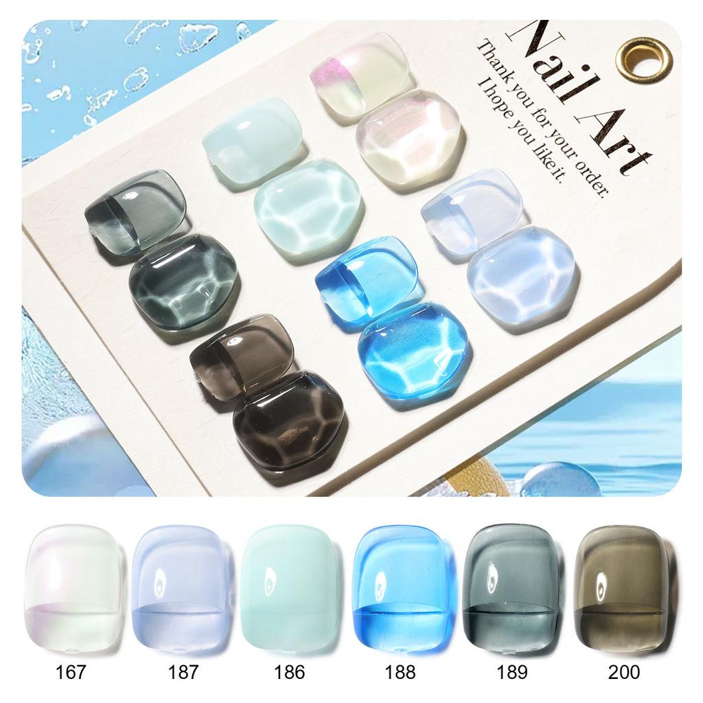 LIMEGIRL 6 Colors Gel Polish Set Shimmer Purple Mint Nude Nail Art Kit Low Odor Quick Dry Long Lasting