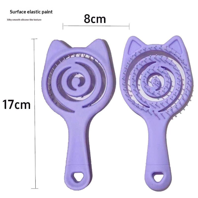 Mini Spazzola per Capelli Detangling Ombré Rosa con Orecchie da Gatto e Setole Morbide Massaggianti per Viaggio Uso Quotidiano Portafoglio