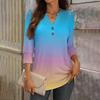 women's loose 7,inch sleeve top with gradient print