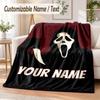 Scream Ghostface Custom Name Flannel Throw Blanket Soft Warm for Sofa Bed Indoor Home Use