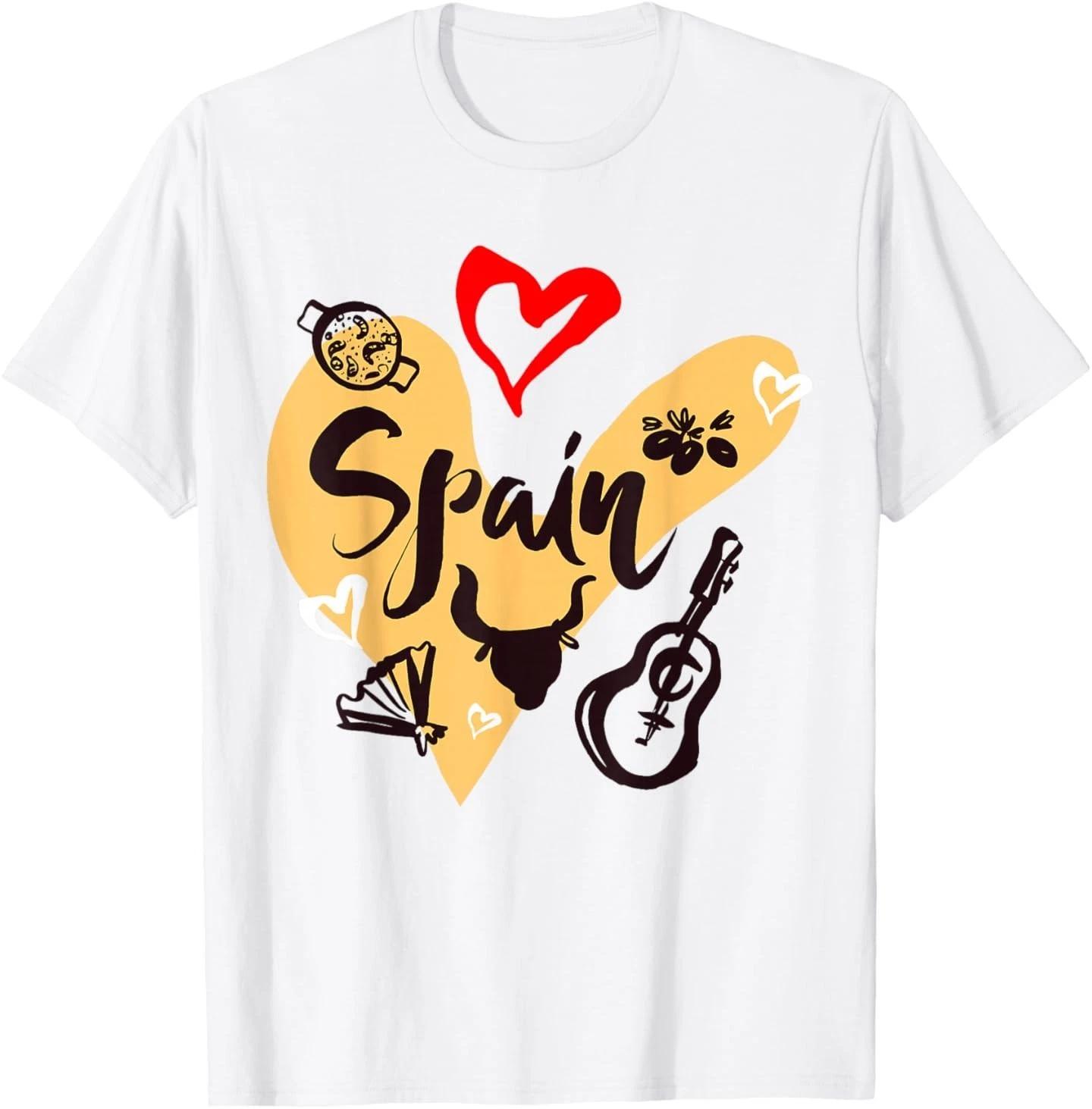 I Love Spain, Cool Spain Doodles Illustration Graphic Design T- Shirt 2XL