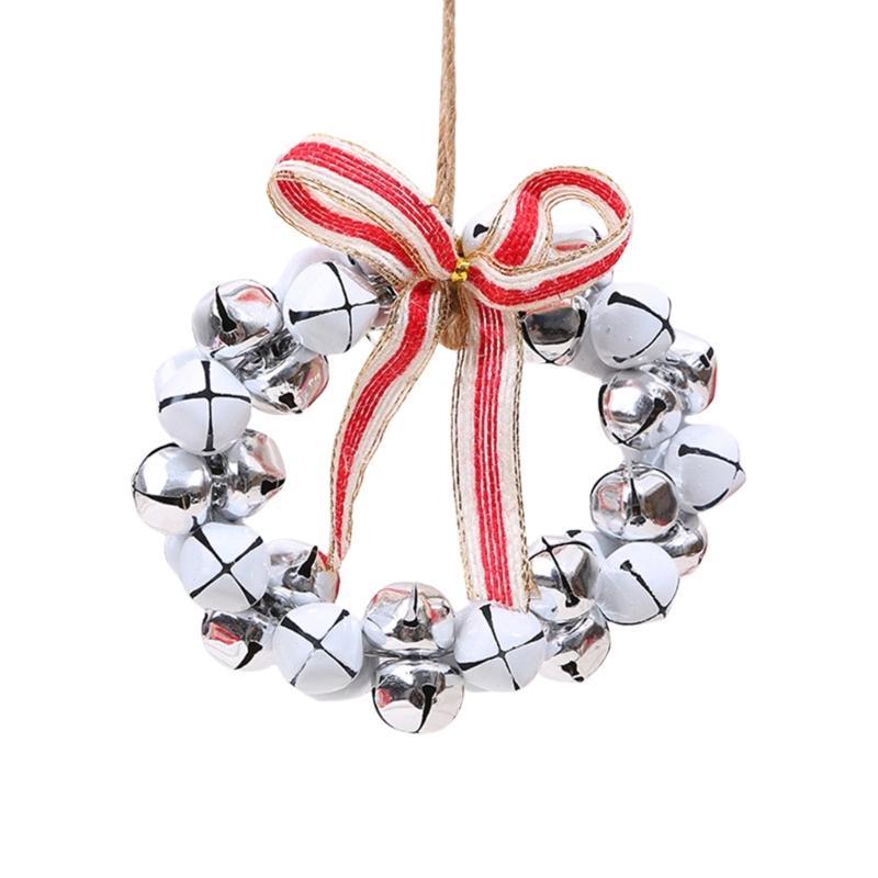 Metal Christmas Bell Decoration 13x20cm Small Christmas Wreath For Front Door Christmas Tree Holiday Hanging Decoration