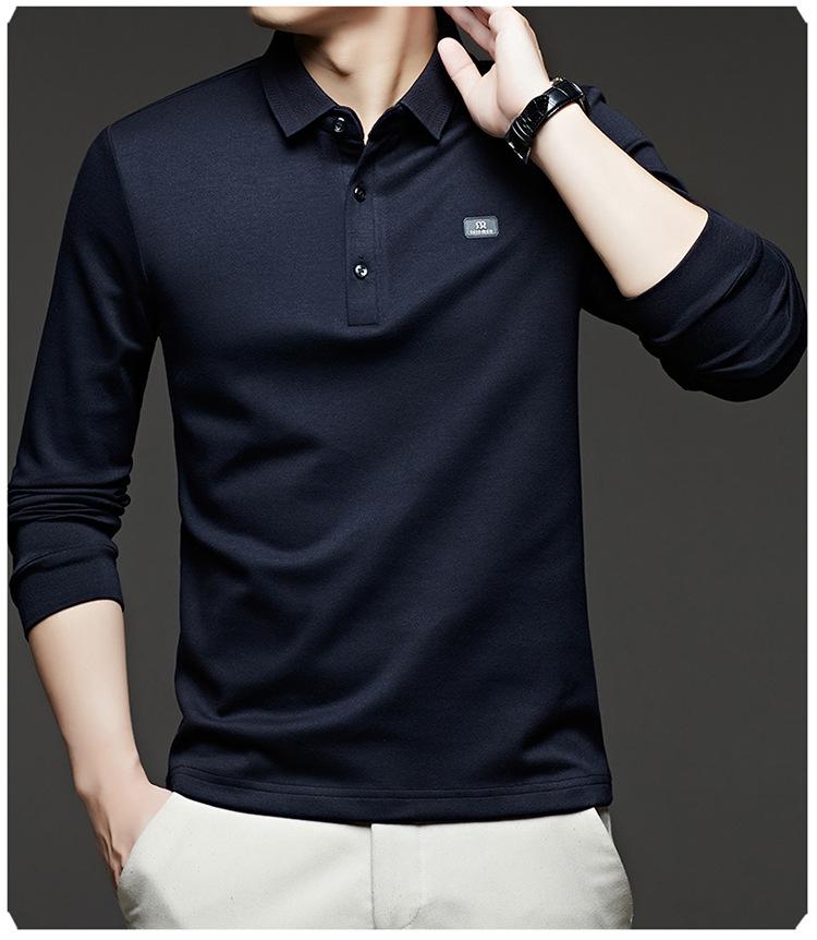 Scarecrow Men's Long Sleeve Polo Shirt, Solid Color, Cotton, Casual Loose Fit for Spring and Autumn 2025