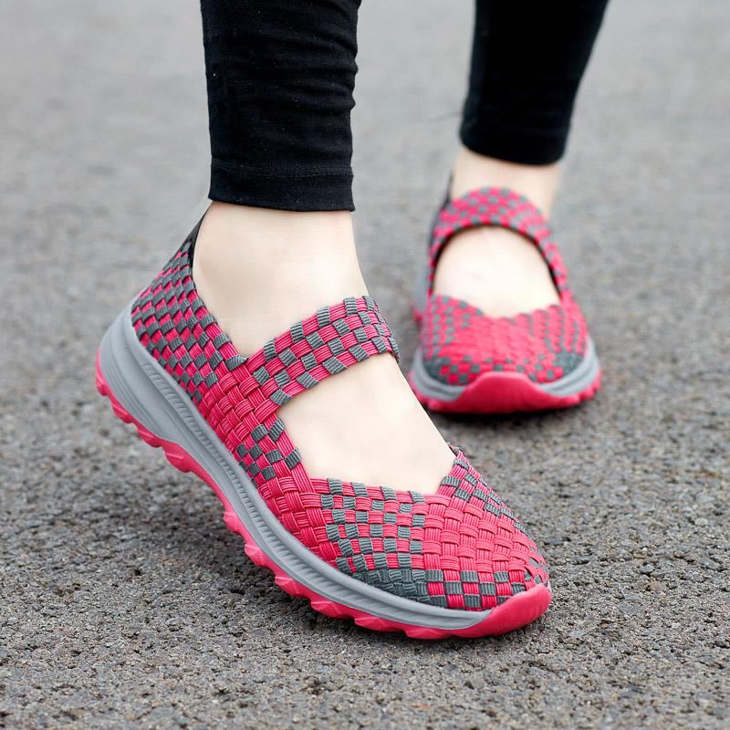 Summer Mary Janes Women Sandals Beach Lazy Shoes Purple Pink Grey Casual Weave Soft Slip on Walking Color Sandals Large Size