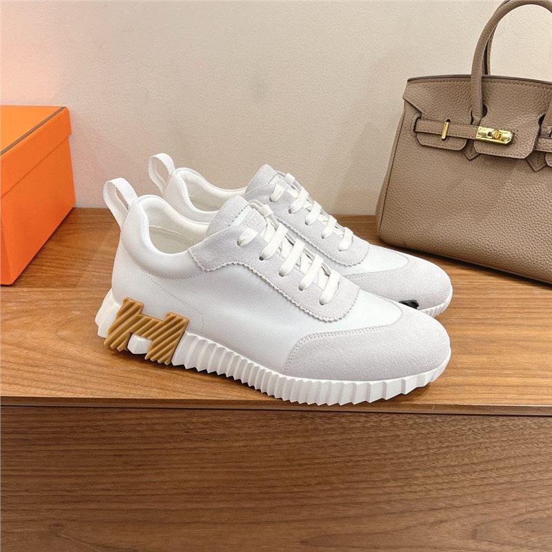 European high-end sports and leisure shoes new breathable simple leather lace-up running trend sports shoes
