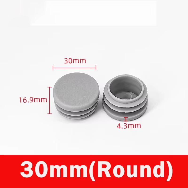 Capace de capăt de blocare din plastic gri, rotunde/pătrate, pentru tuburi/țeavă de 16/19/22/25-100mm, Dopuri, Vârfuri pentru picioare de mobilă/masă, Pad-uri pentru picioare de scaune