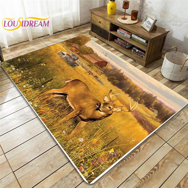 Wild Animals Deer Wildebeest Carpet for Living Room Bedroom Rug Kitchen Door Kids Unslip Floor Mats Birthday Gift Alfombra Rug
