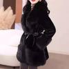 2024 Women's Real Mink and Fox Fur Winter Coat: Simple and Fashionable High-End Design