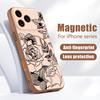 Case For iPhone 17 Pro Max Line Rose Flowers Leaves Pattern Magnetic For Magsafe Hybrid Slim Matte Cover For iPhone 16 15 14 13 Pro Max