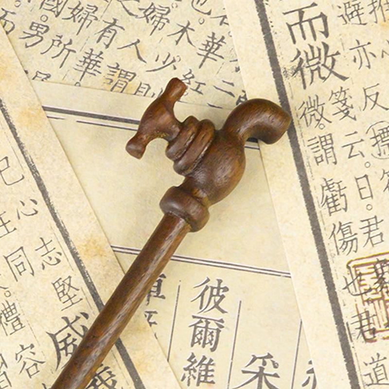 1Pc Faucet Hairpin New Chinese Style Water Droplet Shape Ancient Headwear Wood Hairpin Fun Headwear Disk Hair Artifact