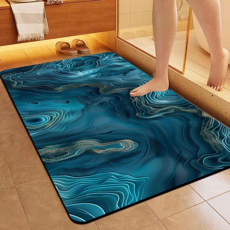 

3D Візуальний Тривимірний Барвистий Килимок для Підлоги Килимок для Підлоги у Ванній Кімнаті Діатомітовий Стиль Ванна Кімната Абсорбуючий Килимок для Ніг Килимок для Вхідних Дверей 50 * 80Cm