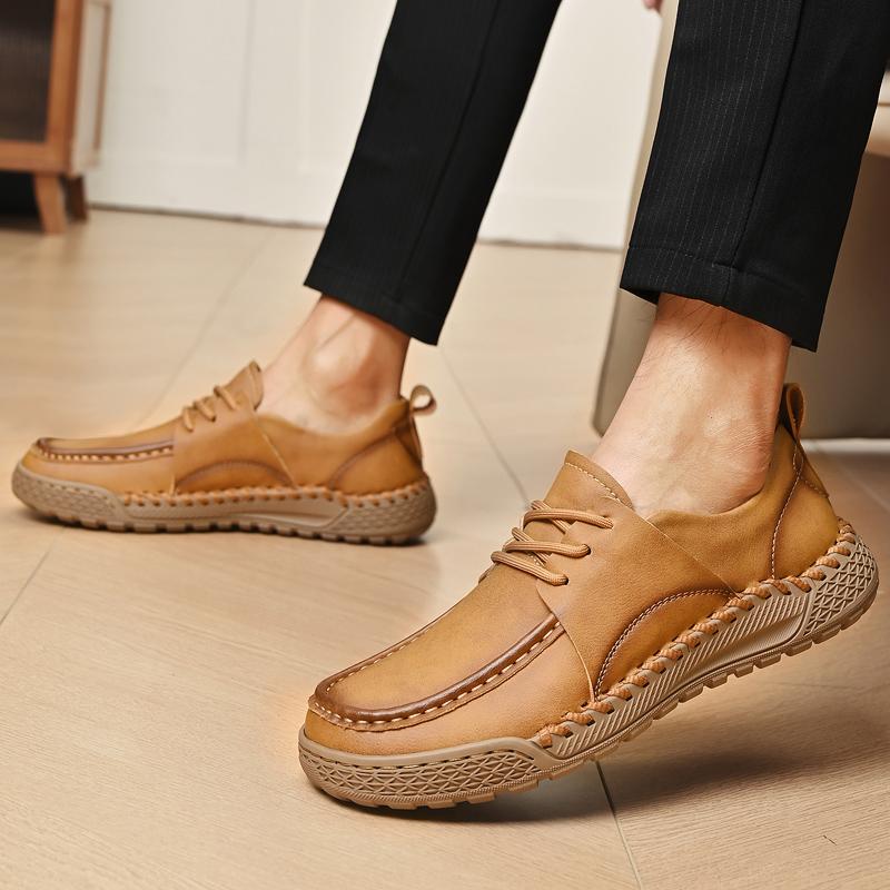 Fashion Brand Mens Casual Leather Oxford Shoes Business Party Office Leather Shoes Soft Sole Comfy Antiskid Outdoor Daily Sneakers Shoes