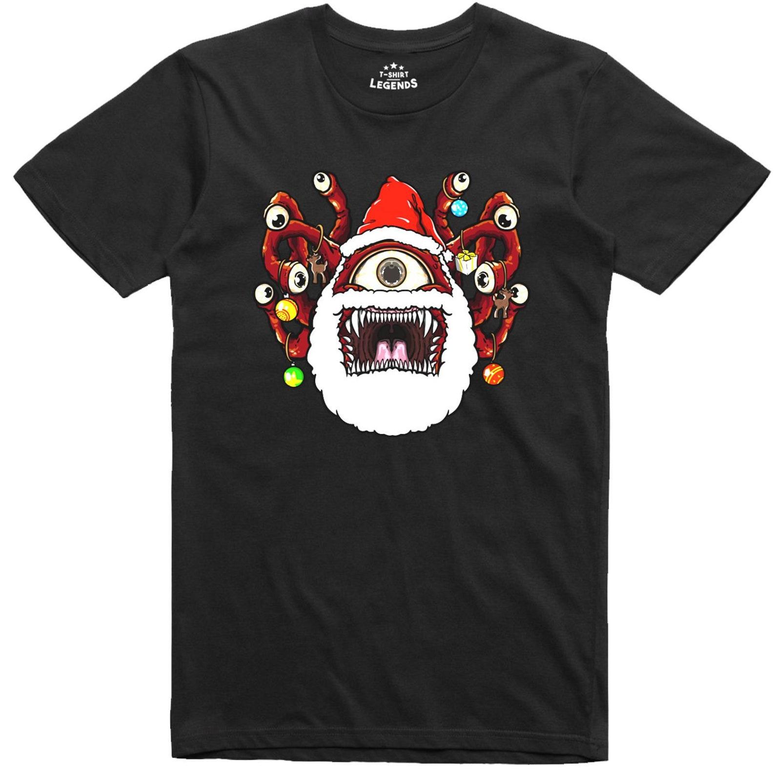 Christmas Shirt Funny Santa Beholder Dungeons and Dragons Monster Retro M
