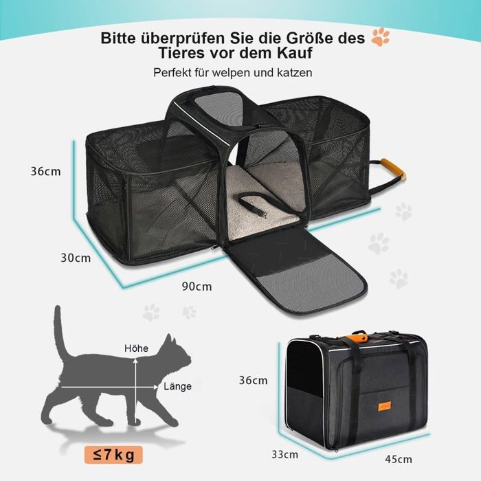Sac de transport - morpilot - mpcw010103gl01 - 45x36x30 cm - extensible - pour chat et chiots