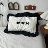 Black Bow Cotton Bedding Set, Princess Style Cute Girl Skin Friendly Soft Duvet Cover, Bed Sheet or Bed Skirt Pillowcase