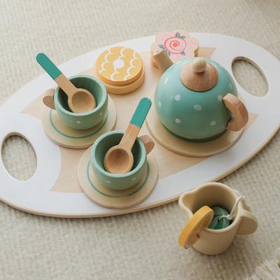 Non-Toxic Wooden Afternoon Tea Set Toy Kitchen Accessories Tea Party Food Play Early Educational Toys For Toddlers Children Kids Gifts