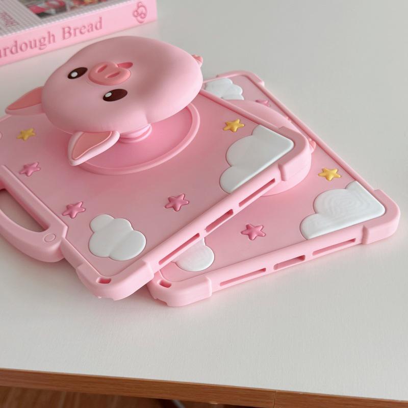 Retractable Stand Protective Case for iPad Air A16 with Pig Design
