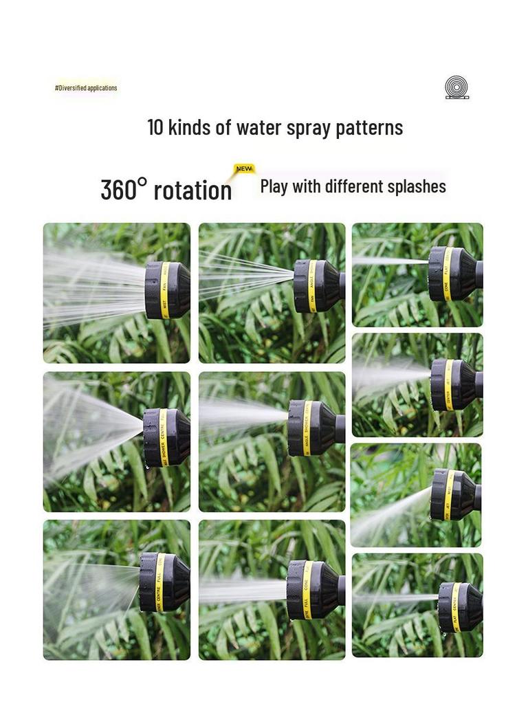 Portable Hose Pipe Storage Rack with High-Pressure Water Gun for Car Washing and Watering