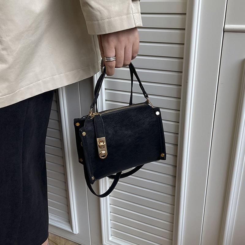 Retro Faux Leather Tote Pillow Bag Stylish Versatile Square Shoulder/crossbody Bag High-quality Mini Boston Bag Elegant Women's Handbag