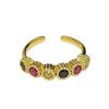 Retro Gold Colorful Sparkling Diamonds Niche Design Open Ring Court Style Exquisite Elegance Light Luxury High-End Ring