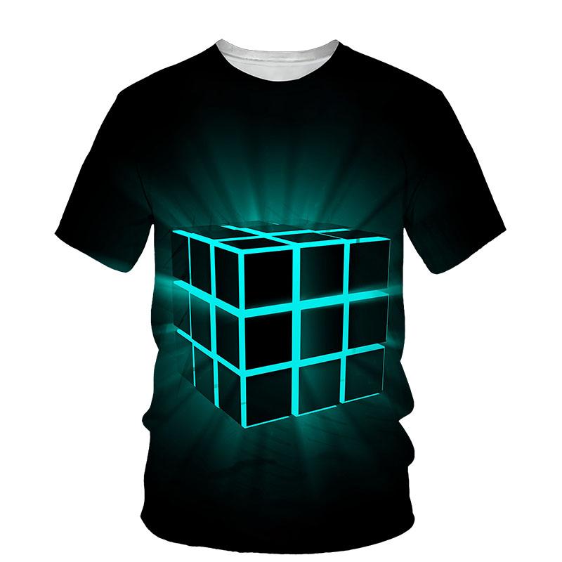 Rubik's Cube Pattern 3D Printing T Shirt for Men Summer Trend O Neck Short Sleeve Tee Hip Hop Style Casual Top Women Clothing