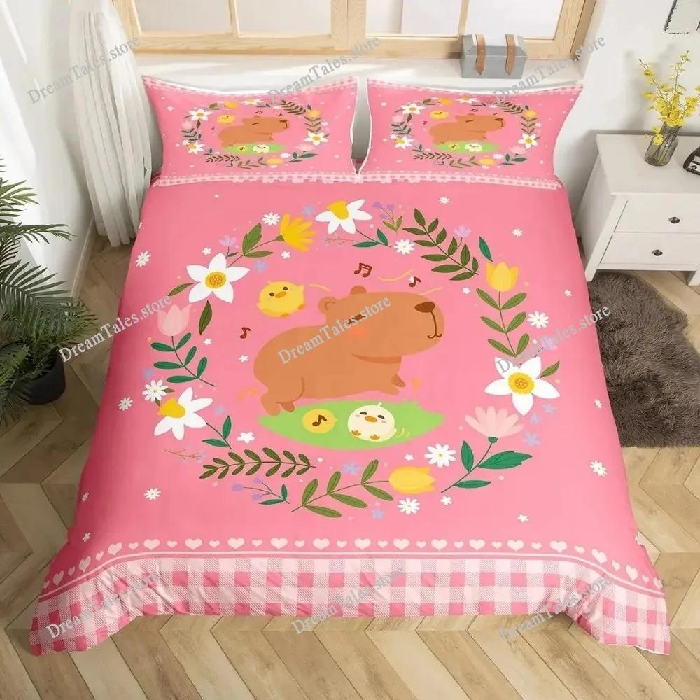 Cute Cartoon Capybara Print Bedding Set Duvet Cover Adult and Children Bedding Set Luxury Gifts Home Textileextile