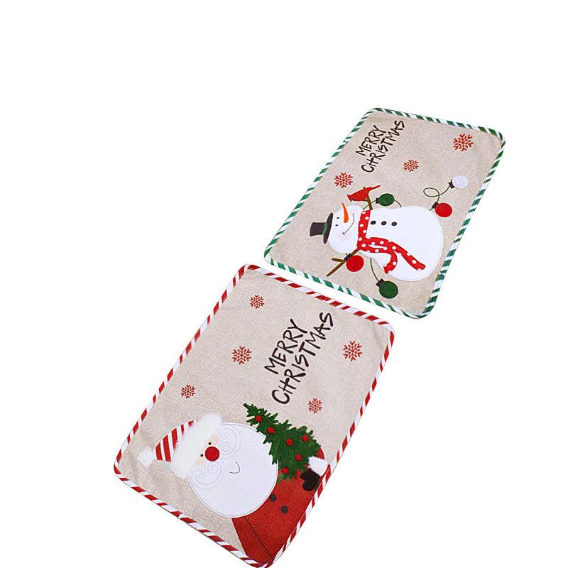 Old Man Snowman Placemat Creative Embroidery Insulation Mat Hotel Table Mat Christmas Decorations