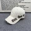 NEVER embroidered ripped baseball cap men's American retro old soft top cap street trend versatile hat
