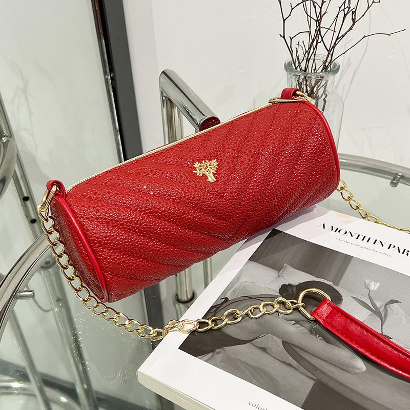 Cylinder bag women's bag fashion new simple women's bag niche design embroidered bag