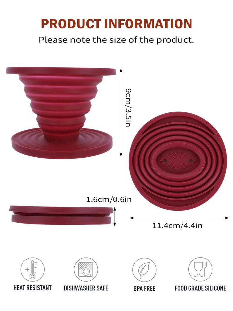 Heat Resistant Collapsible Silicone Coffee Dripper Cup Outdoor Travel Camping Conical Coffee Filter Hand Brewed Coffee Maker