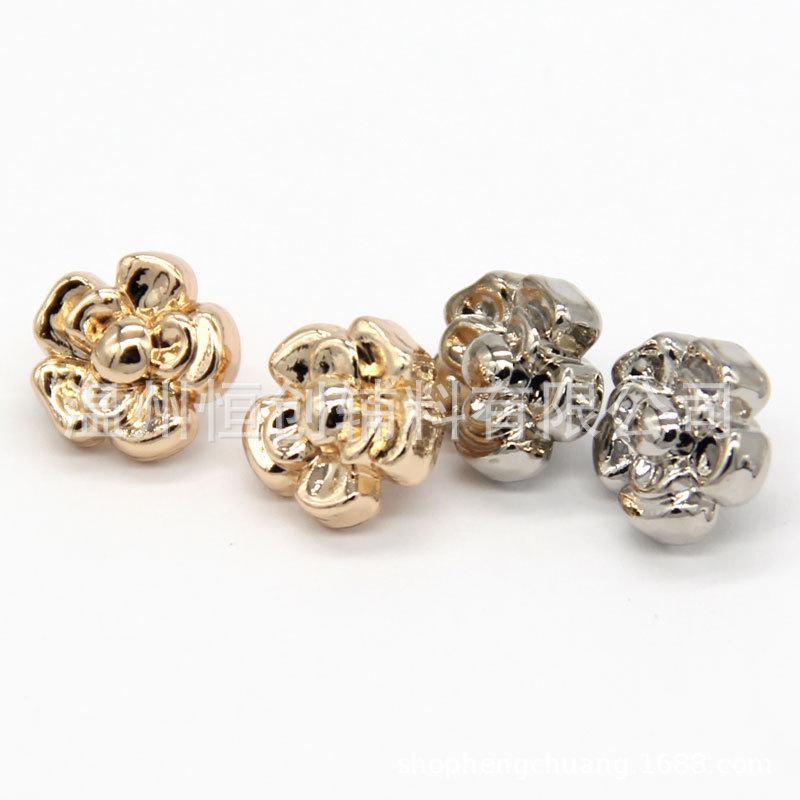 Metallic Five-Petal Flower Button with Pure Color for Shirts and Sweaters