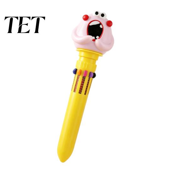 Portable Stationery for Pencil Case 10 in 1 Cartoon Ballpoint Pen, Multicolor Press Retractable Pens, Creative Pens with Avatar Toppers Smooth Writing
