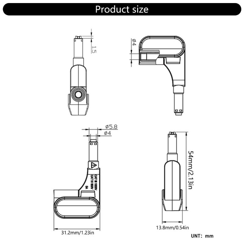 Set of 3 PVC Multimeter Magnetic Test Probes Easy Connection 4mm Banana Plugs Accessories Magnetic Suction Test Probes