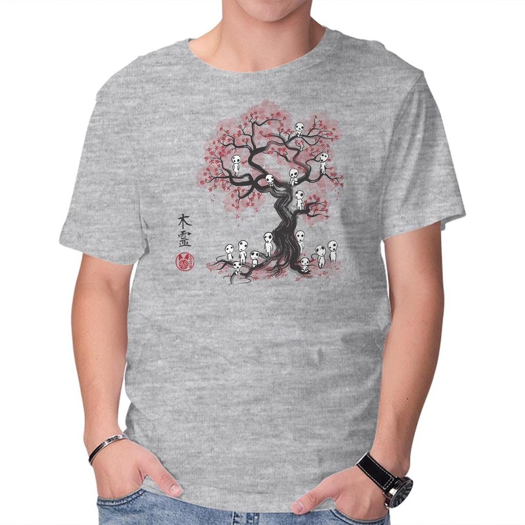 Unisex Crew Neck T-Shirt Forest Spirits Sumi-e Graphic Short Sleeve Casual Tee