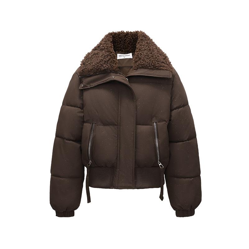 Bread clothes lamb wool small warm cotton clothes women's winter new stand-up collar thickened cotton clothes show thin and high coat