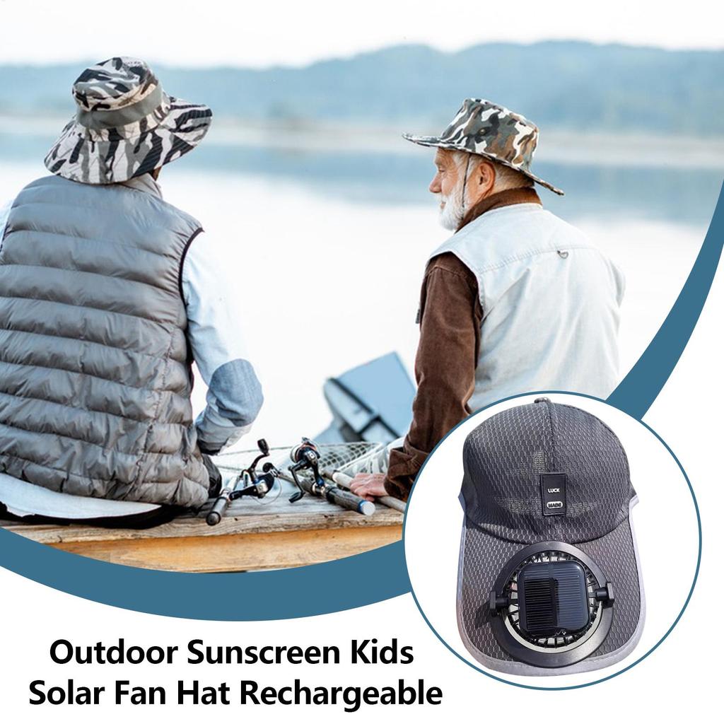 Summer Men Women Fan Baseball Hat Sun Block Baseball Hat with Solar Fan USB Charging Fan Breathable UV Block Outdoor Sunhats