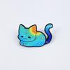 Gradient Cartoon Kitten Brooch: Cute Alloy Badge for Backpack & Clothing Decoration.