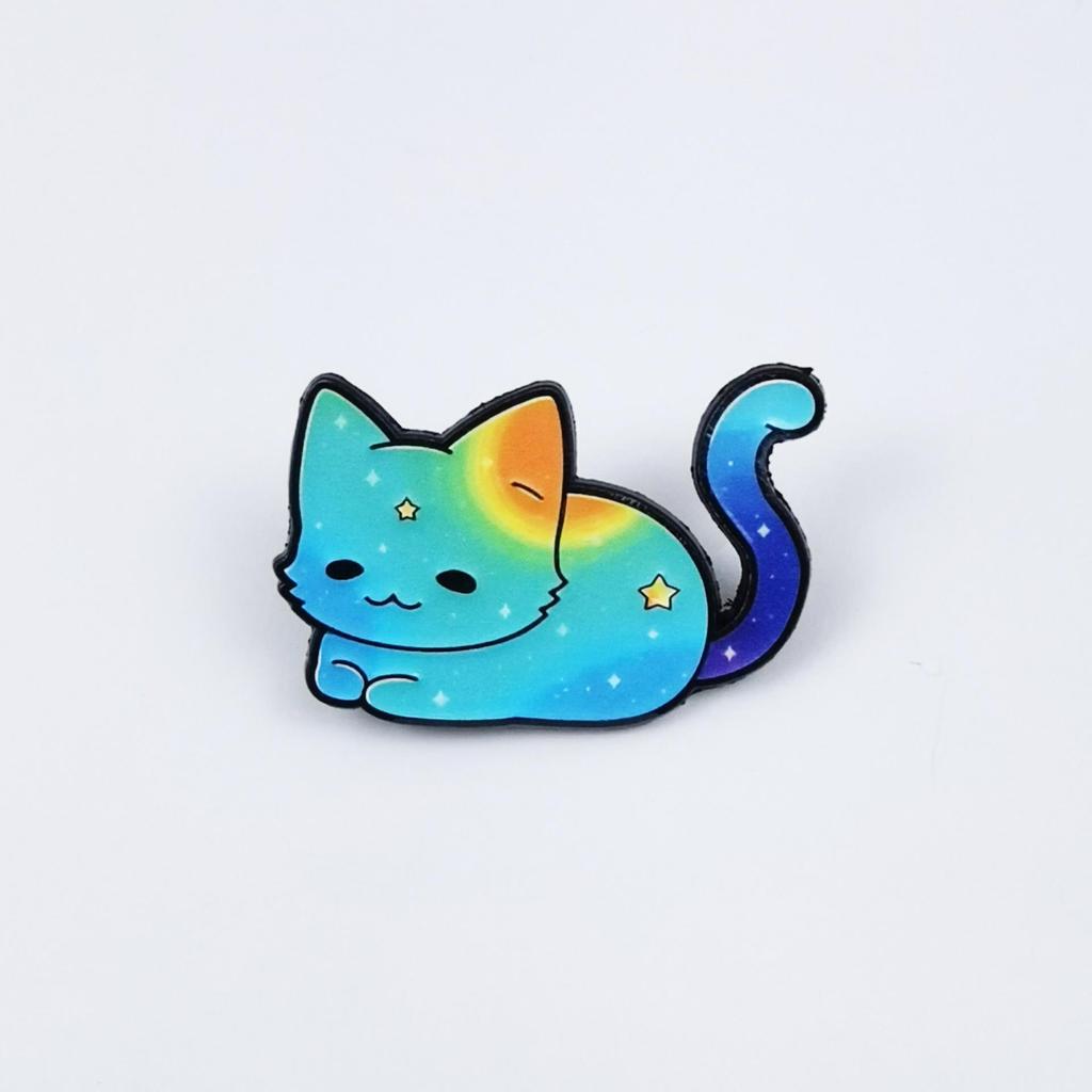 Gradient Cartoon Kitten Brooch: Cute Alloy Badge for Backpack & Clothing Decoration.
