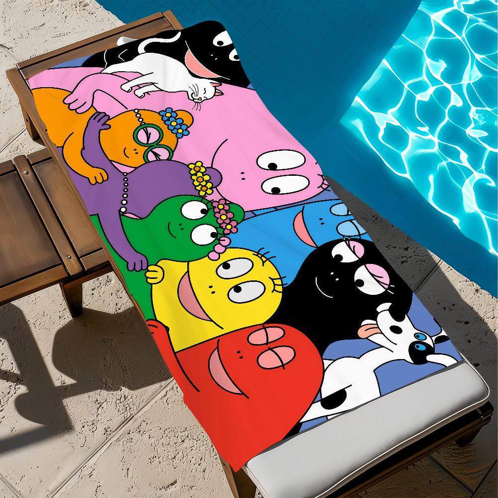 Cute B-BarbapapaS-ES Cartoon Towel Beach Towel Bath Quick-Drying Lightweight Blanket Portable Sauna Camping Swimming Pool Travel