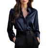 European and American temperament commuter long-sleeved shirt women's autumn POLO collar polyester cardigan