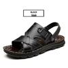 Men's Genuine Leather Casual Sandals - Versatile, Non-Slip, Perforated with Thick Sole for Outdoor & Beach Use