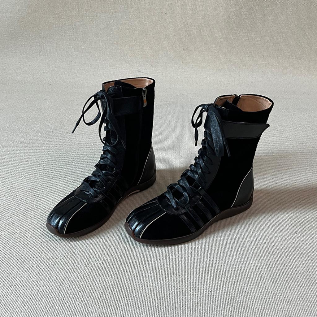 Cowhide version~ Korean version of niche design ballet leather Martin boots women's new versatile retro platform short boots