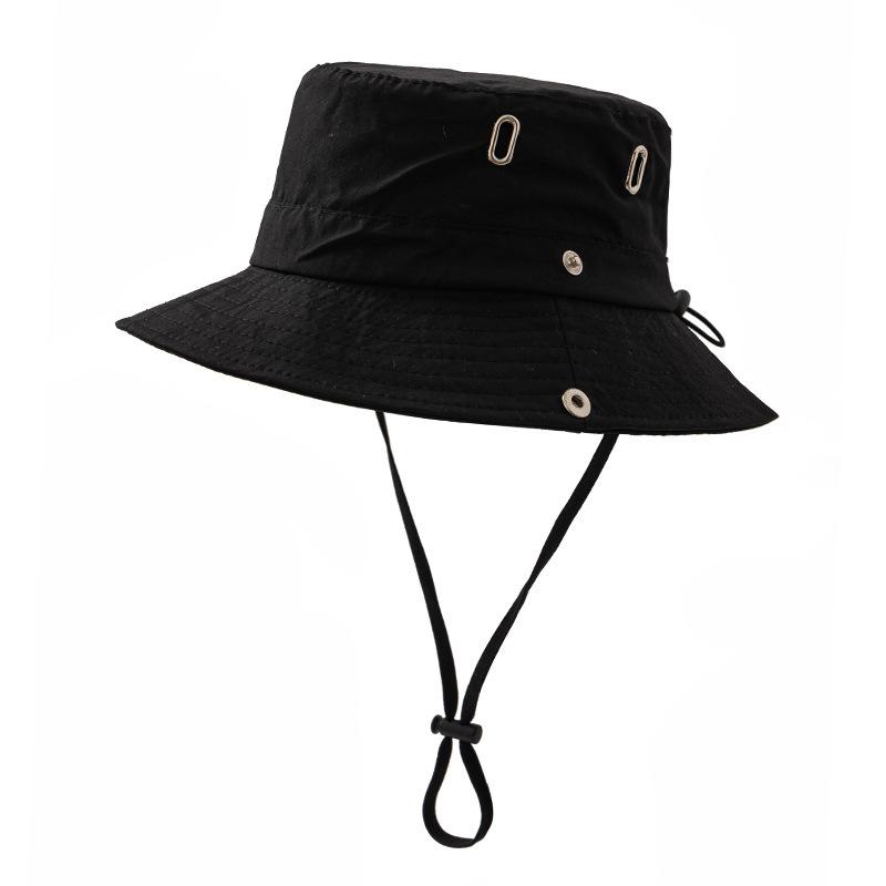 Summer Kids Fisherman Cap Outdoor Beach Wide Brim Bucket Hat for Boy Girl Solid Color Adjustable Children Panama Sun Hats