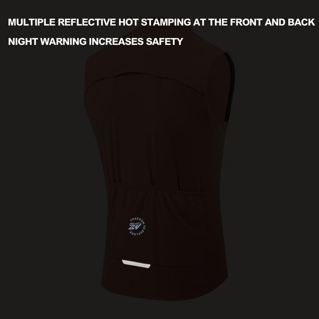 ZYKNIGT Cycling Vest, Unisex Cycling Jacket Windproof and Waterproof Cycling Jersey Double Zipper Sleeveless Cycling Top